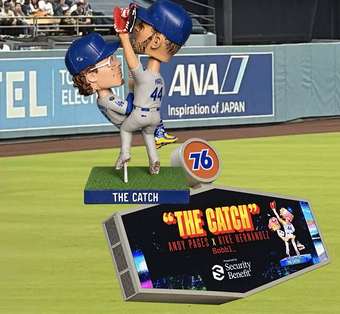 The Catch bobblehead featuring Andy Pages and Kiké Hernández
